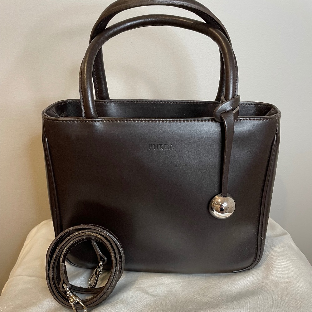 Stunning, Authentic Furla Chocolate Brown Tote/Crossbody Tote NWOT